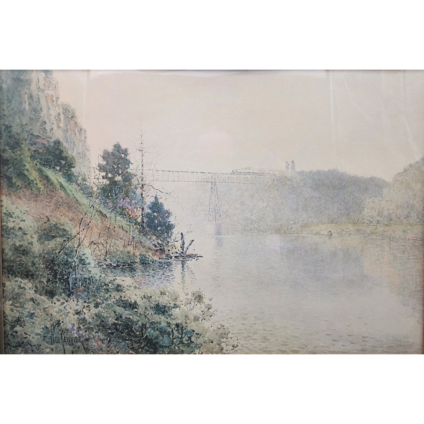 Paul Sawyier High Bridge 1978 Ltd Ed Framed Lithograph 24.5x18.75 COA