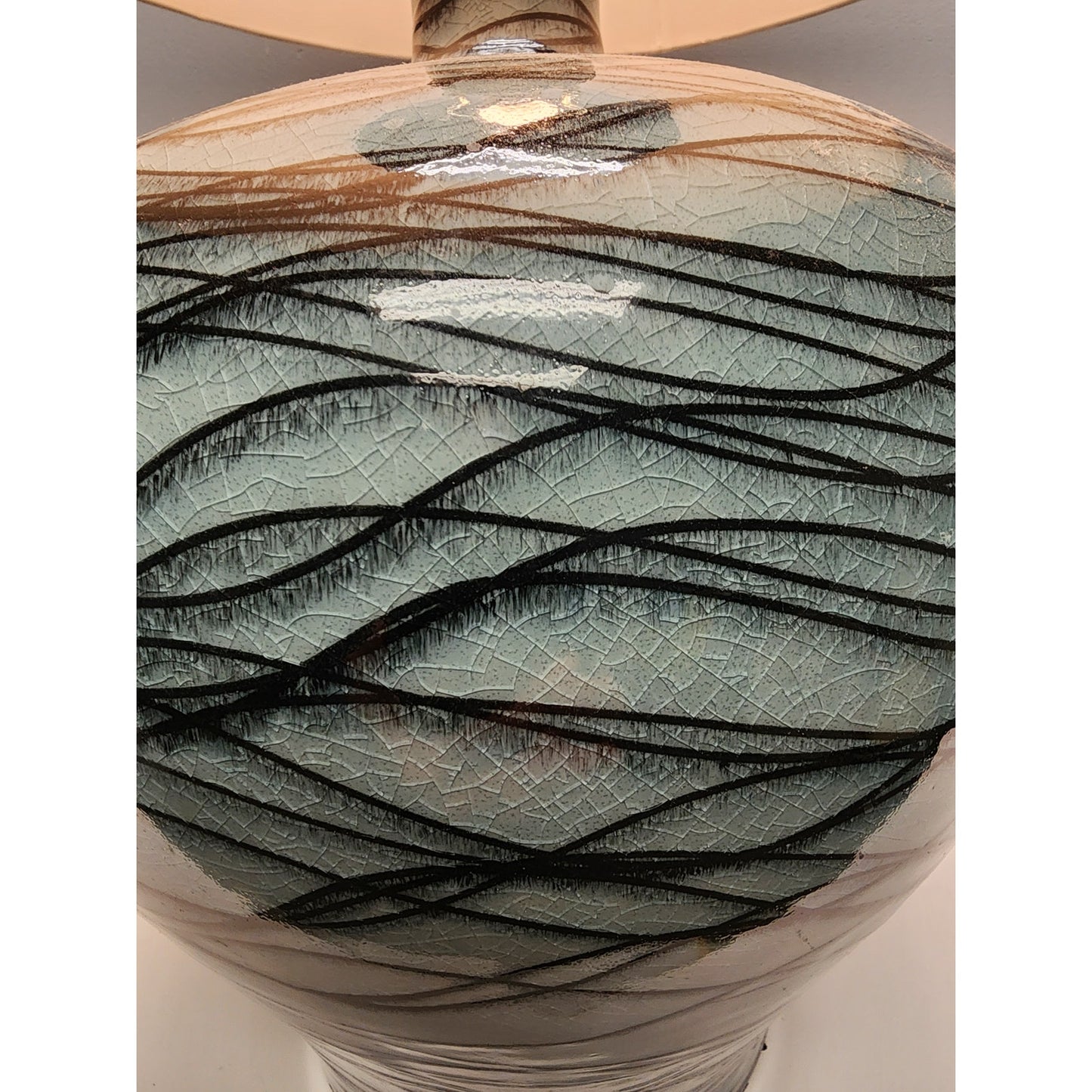 Pacific Coast Lighting Ceramic Wave Pattern Table Lamp 30" Aqua/Black/White