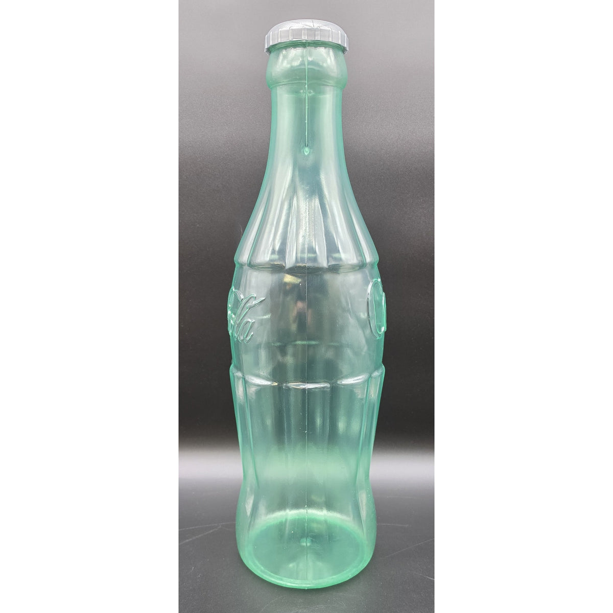 Vintage 1989 Coca Cola Huge 23.5 Plastic Bottle Bank Green Tinted Glass Look Box