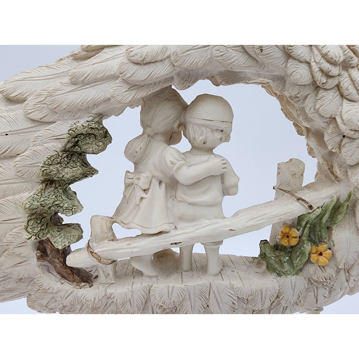 Angel Wing Guardian Figurine w/ Psalms 91:11 Bible Base  11.5" Inspiring Ceramic