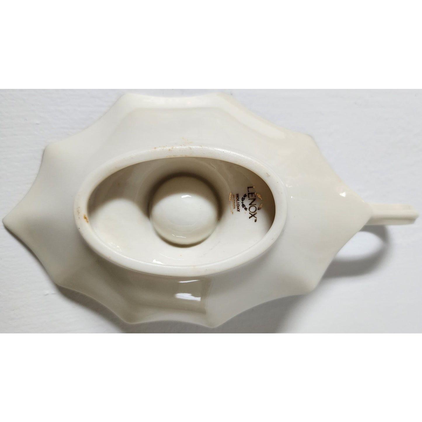 Lenox Holiday Candle Holder Ivory Porcelain 24K Gold Rim Holly Berry Design