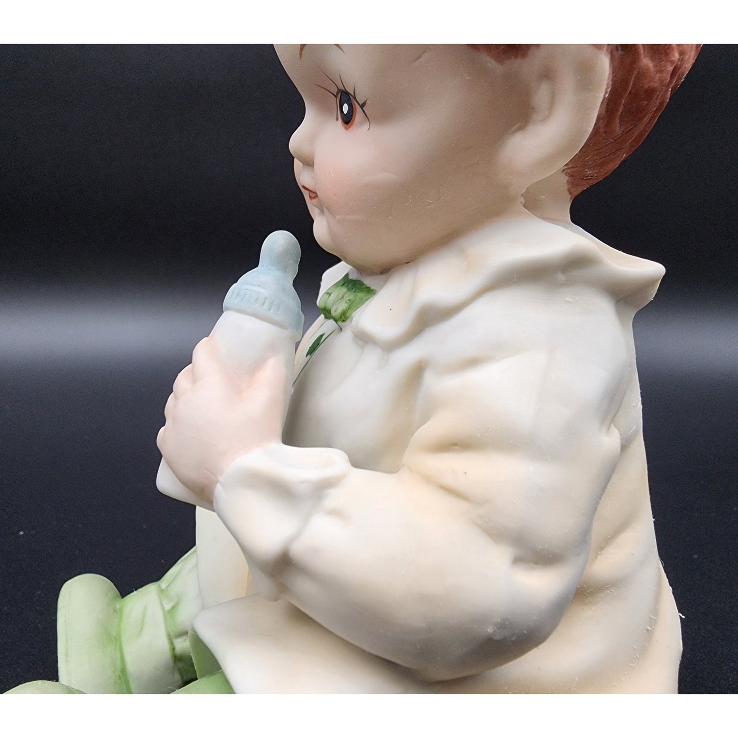 Vintage Porcelain Baby Figurine Handpainted Child with Bottle 7" Cameo Mark