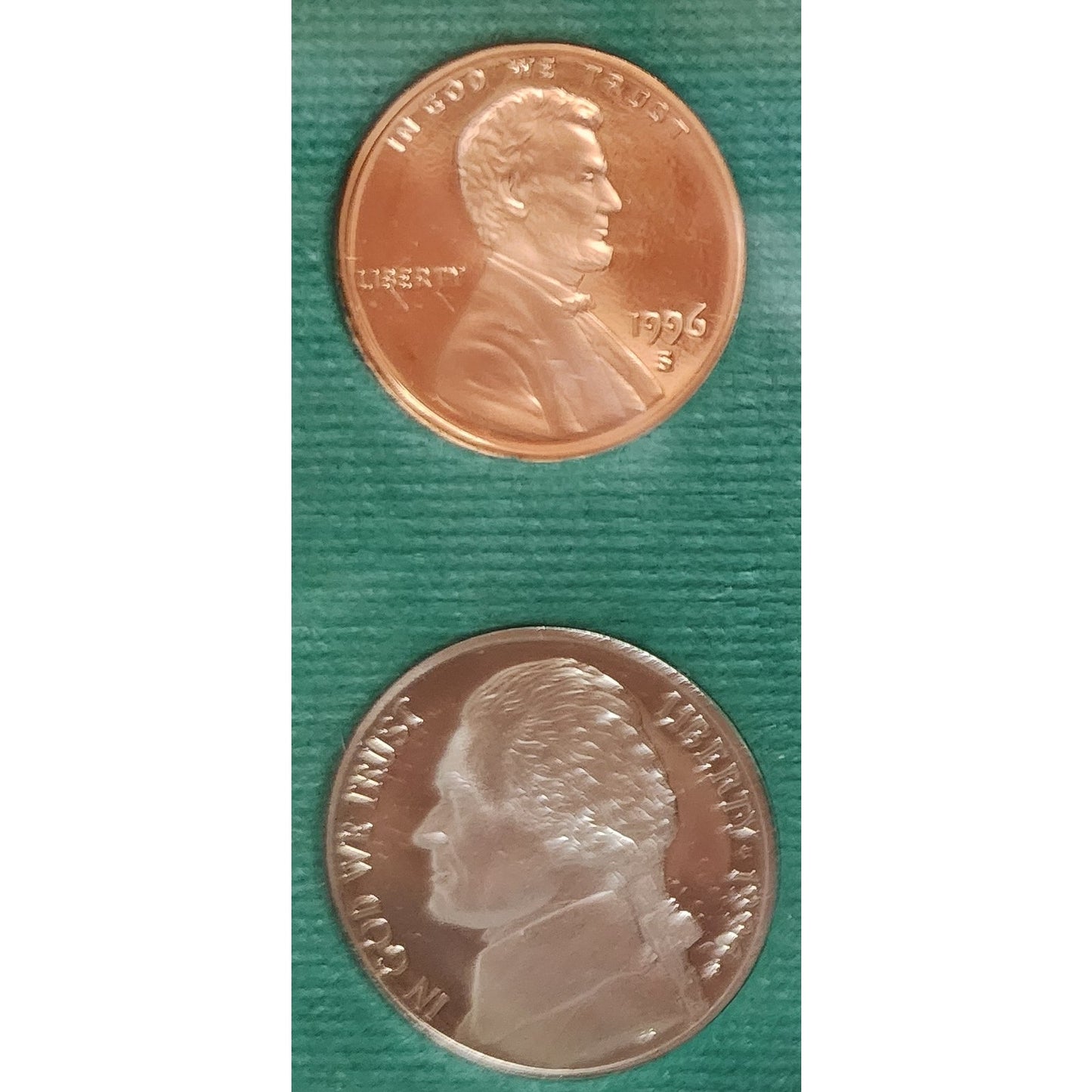 1996‑S U.S. Mint Proof Set • 5‑Coin Clad • Original Box & COA • Low Mintage