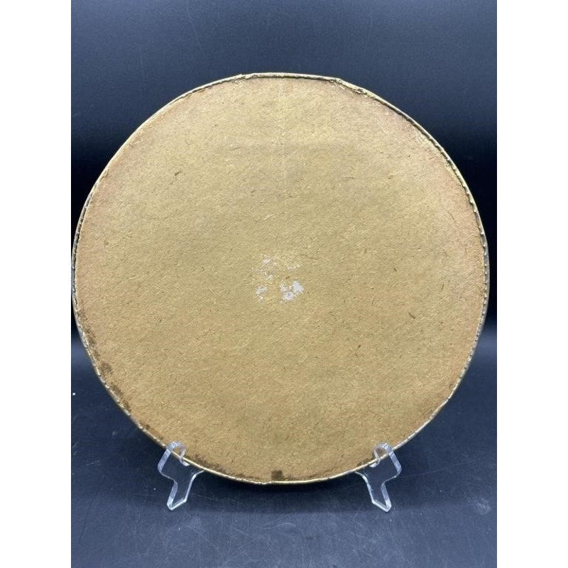 Vintage Romantic Gold-Foil Painted Glass Wall Hanging 11.75″ Diameter