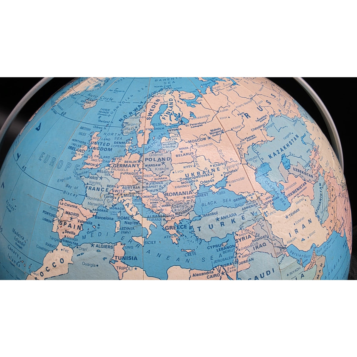 Vintage Concept 16" Blue Ocean World Globe Rotating Stand Modern Educational