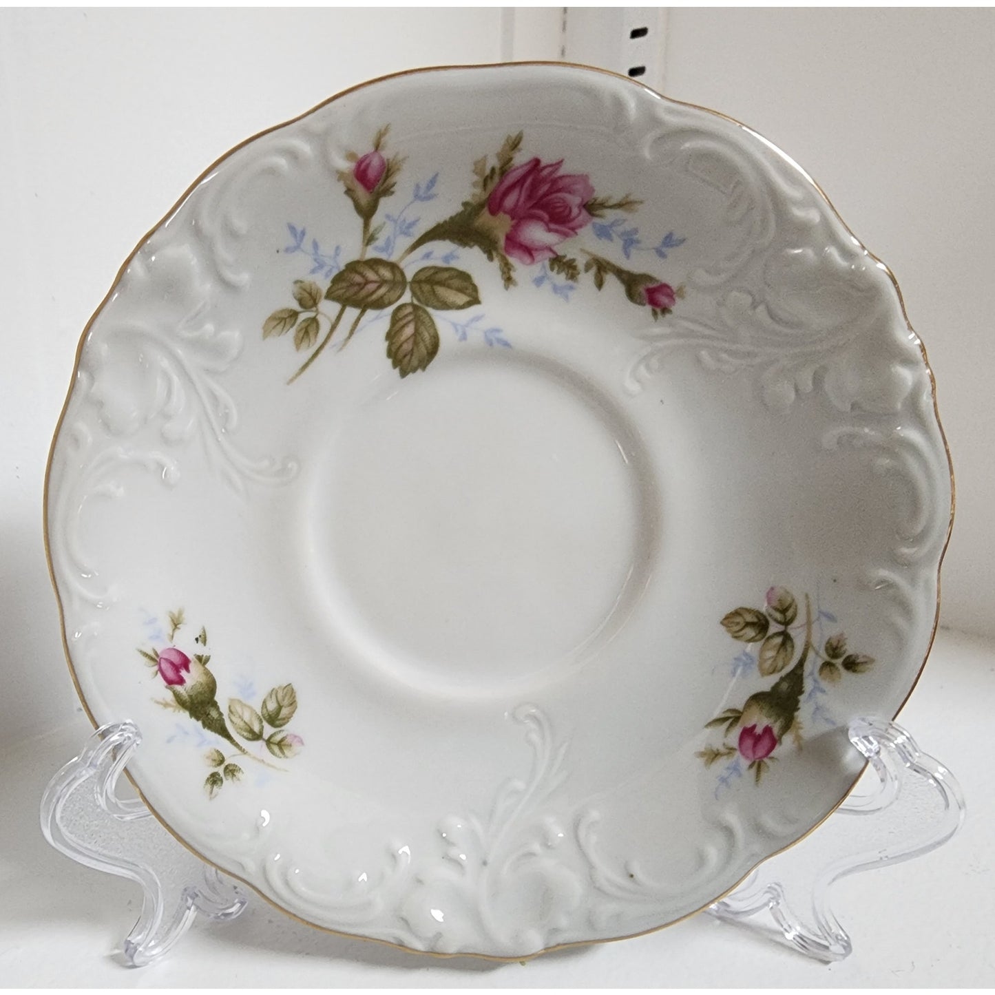 Vintage Wawel Pompadour Rose China 42 Pc Dinner Set Gold Gilded Rims Poland Made