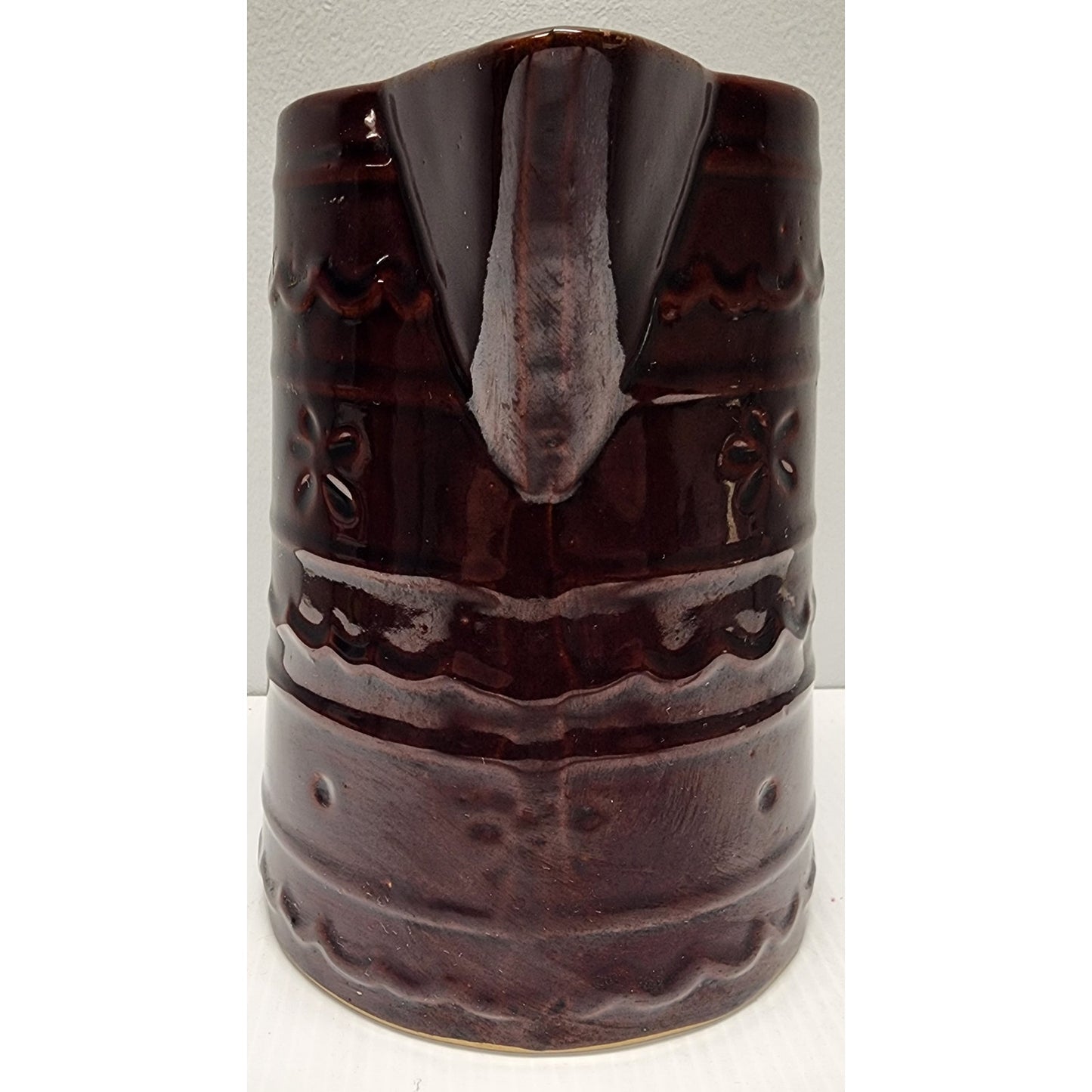 Marcrest Daisy Dot Brown Stoneware Pitcher & 9.5" Plate Ovenproof USA Vintage