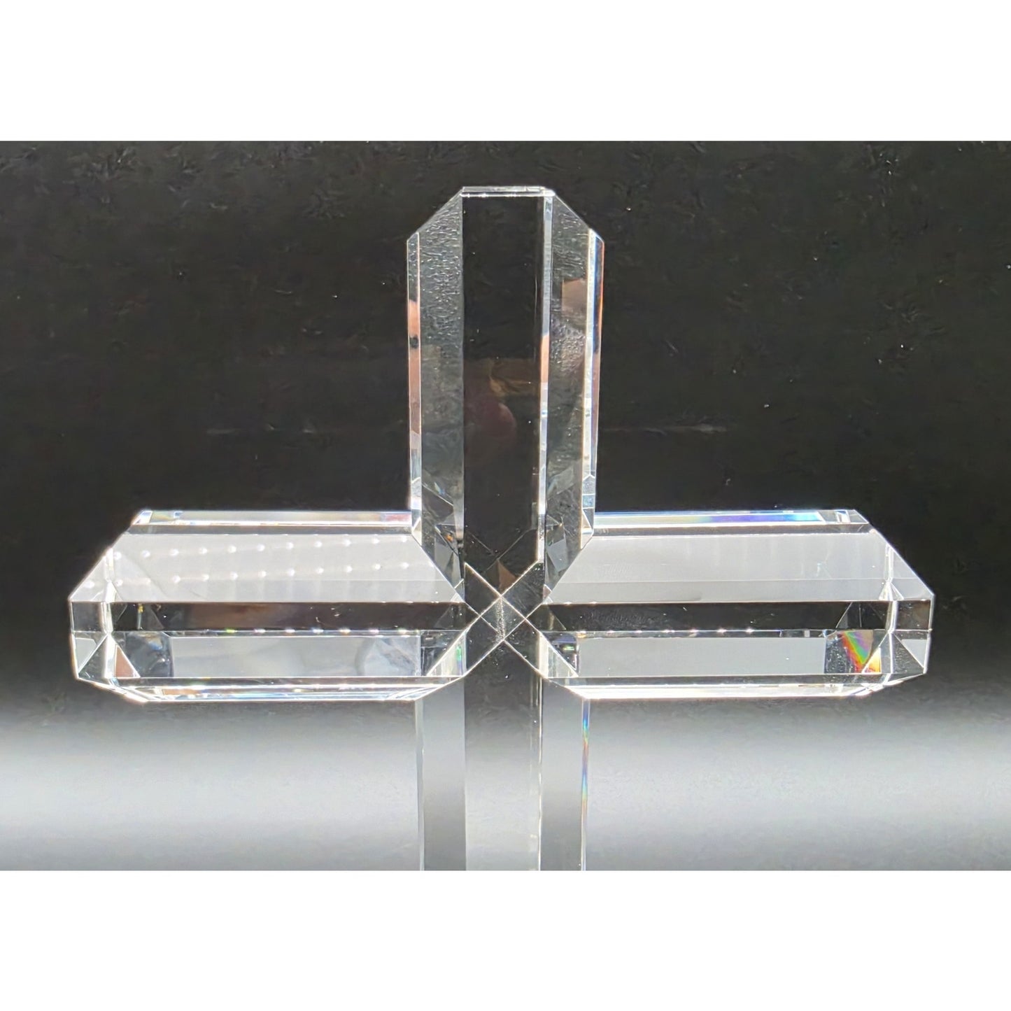 Vintage Cut Lead Crystal Cross 8.5" Tall Heavy 1lb 11oz Stunning Clarity