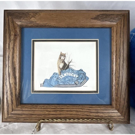 VTG Jim Hamilton “KENTUCKY” UK Wildcat Lithograph Print Framed Walnut Double Mat
