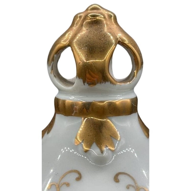 Antique Victorian Porcelain Vase Gold Gilt Lidded Ornate Handles 16" Tall
