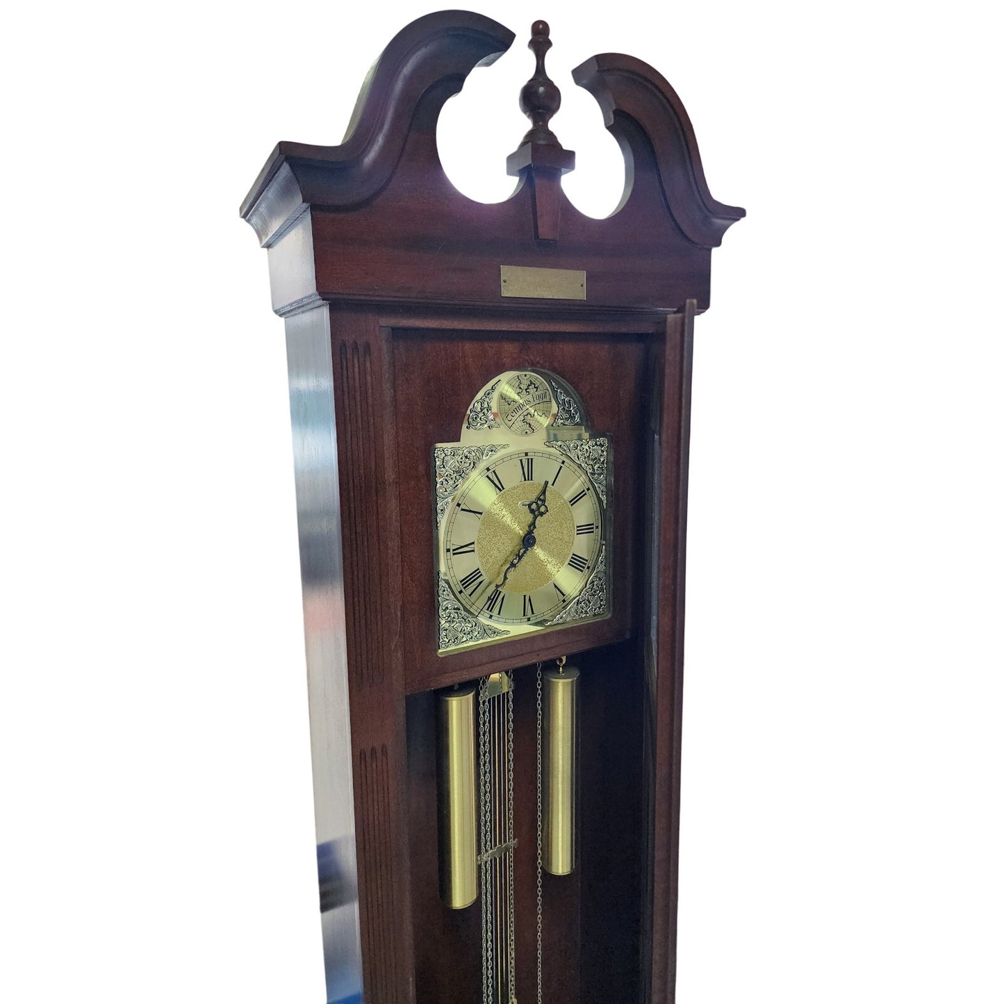 VTG Tempus Fugit Grandfather Clock Walnut Wood 79" Works w/ Chimes -Local Pickup Only!
