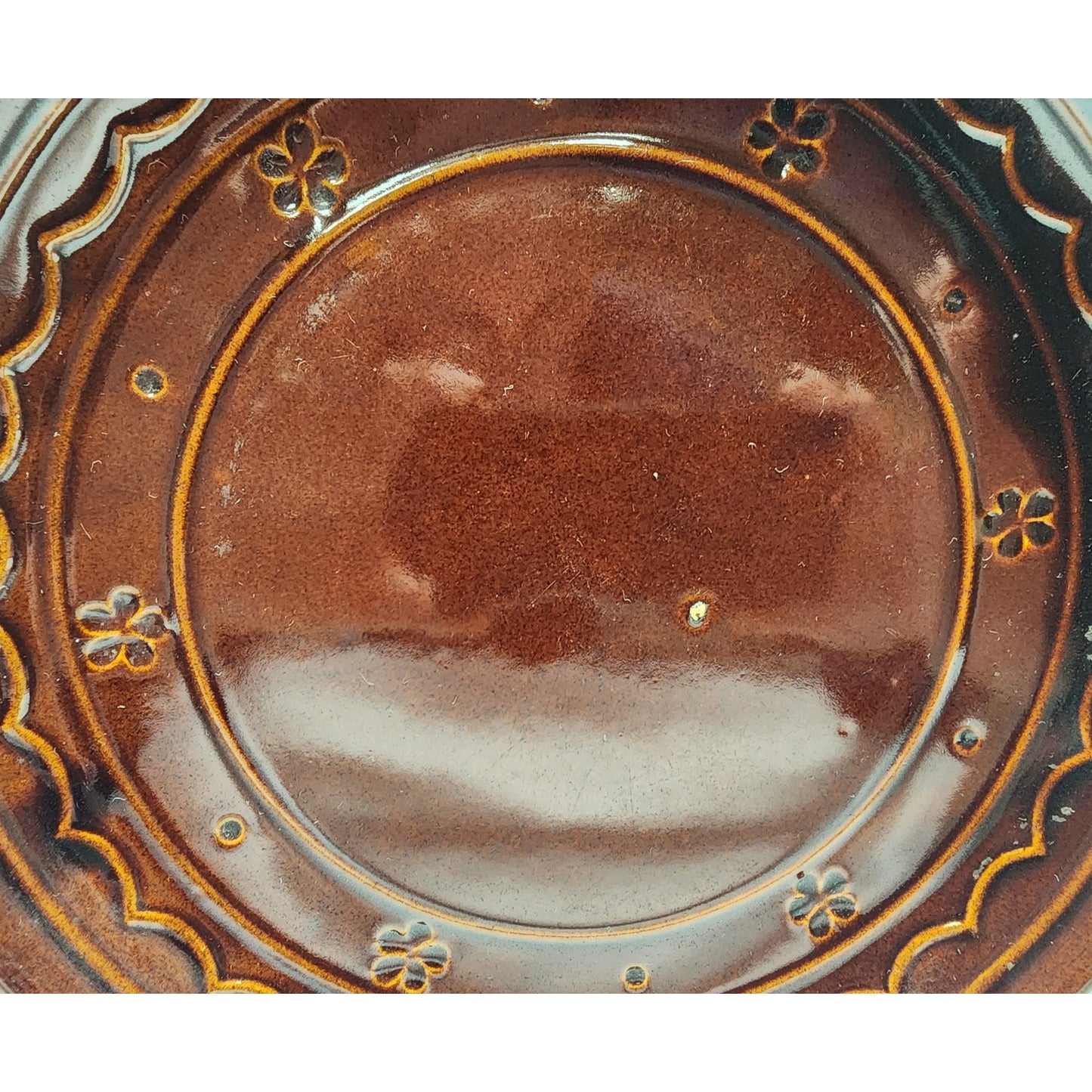 Marcrest Daisy Dot Brown Stoneware Pitcher & 9.5" Plate Ovenproof USA Vintage