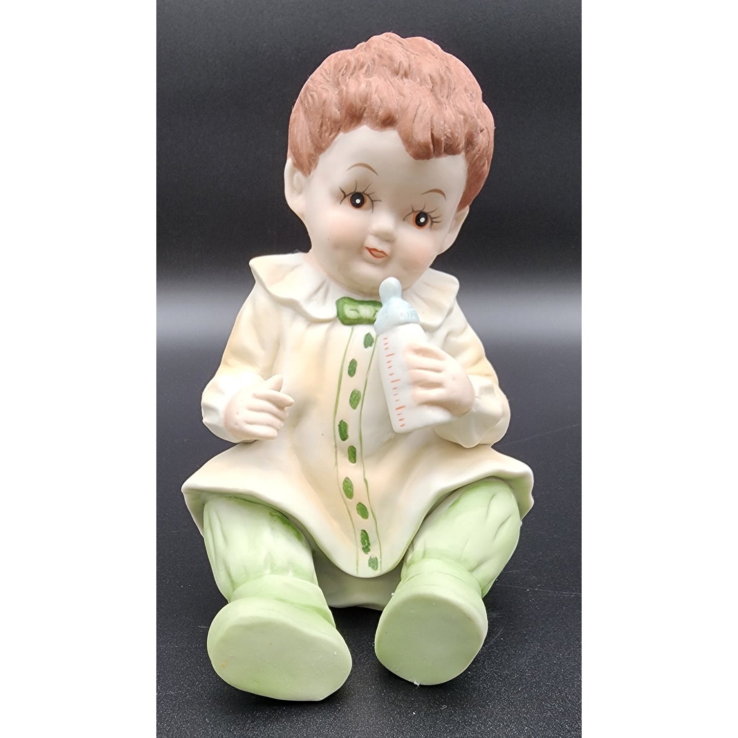 Vintage Porcelain Baby Figurine Handpainted Child with Bottle 7" Cameo Mark