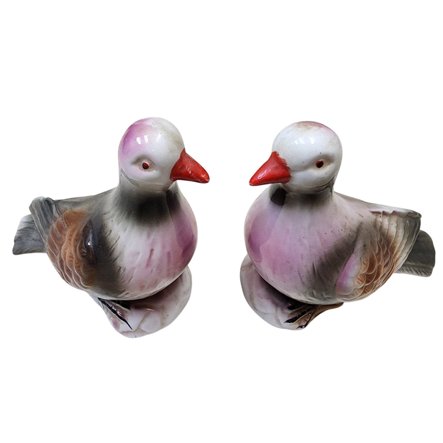 Vintage Pair of Pink Iridescent Pigeons - Made in Brazil - Beautiful!