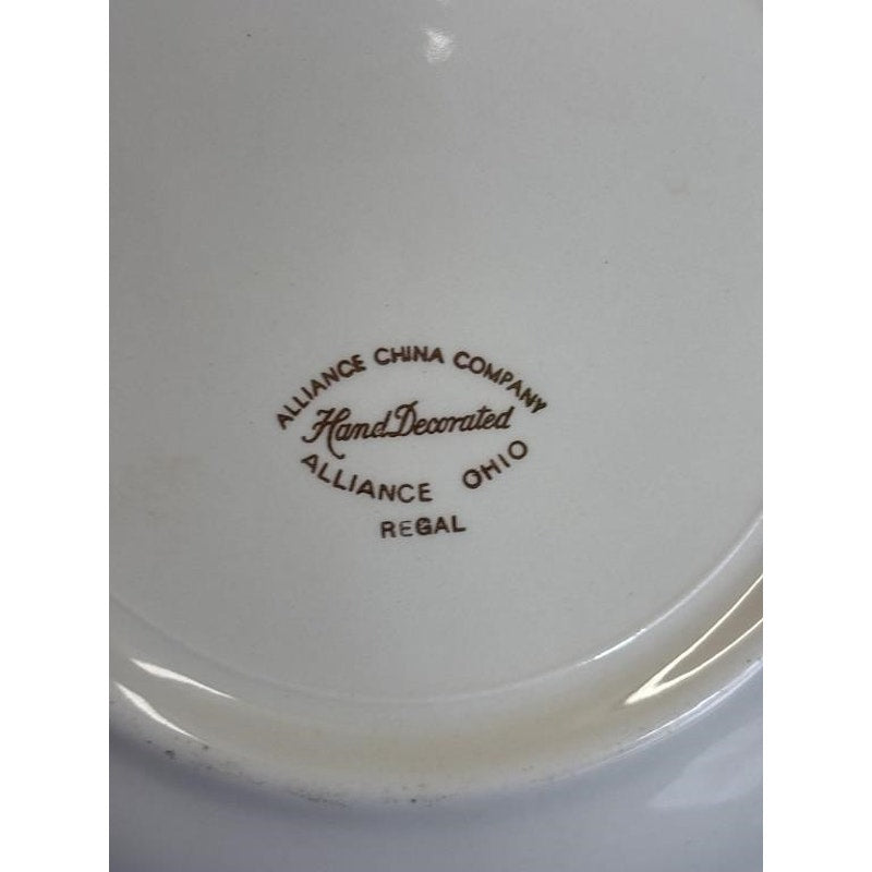 Alliance China Co. Regal Hand Decorated China Set – 14pc - Platinum Rim  (Chip on Saucer)