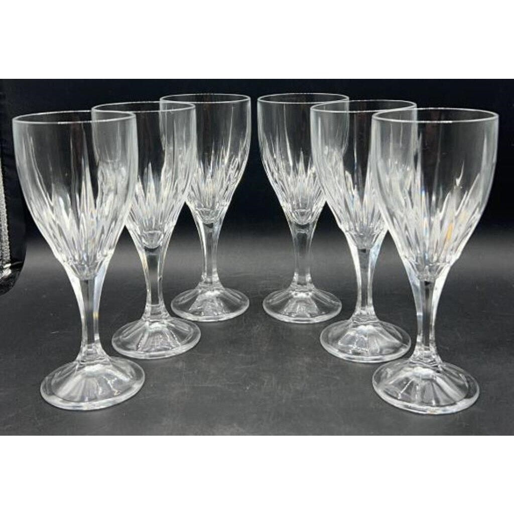 Set of 6 Godinger Ingrid Crystal Water Goblets 8.25" Cut Glass Ireland Discontinued
