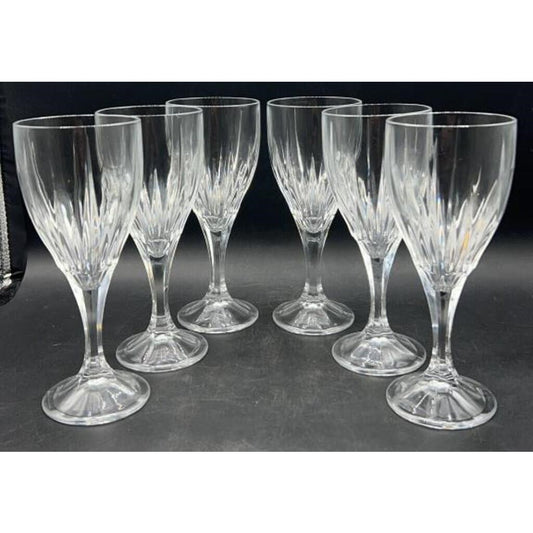 Set of 6 Godinger Ingrid Crystal Water Goblets 8.25" Cut Glass Ireland Discontinued