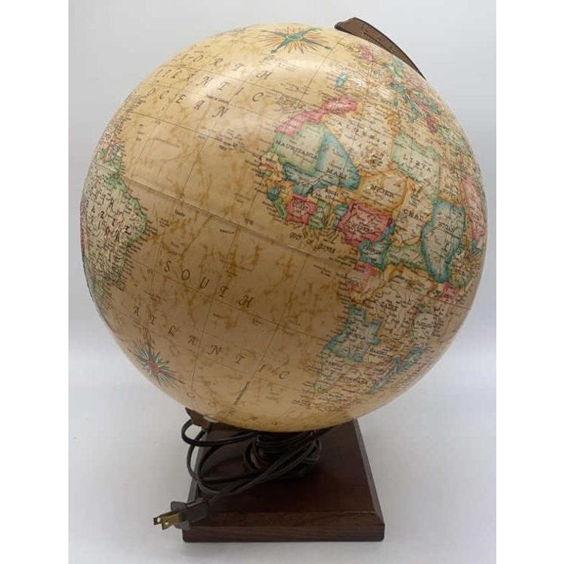 Replogle World Premiere 12" Illuminated Globe Vintage Wood Base LED Tested