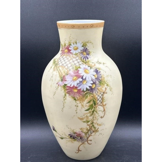Works Superior Decorating Austria Porcelain Vase – Hand-Painted Florals & Gold Trim, 11.5″