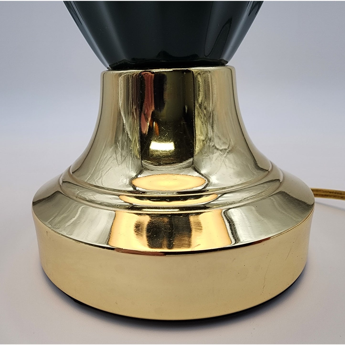 Modern Vintage Forest Green Ceramic & Gold Table Lamp 21" Tall w/ Pleated Shade
