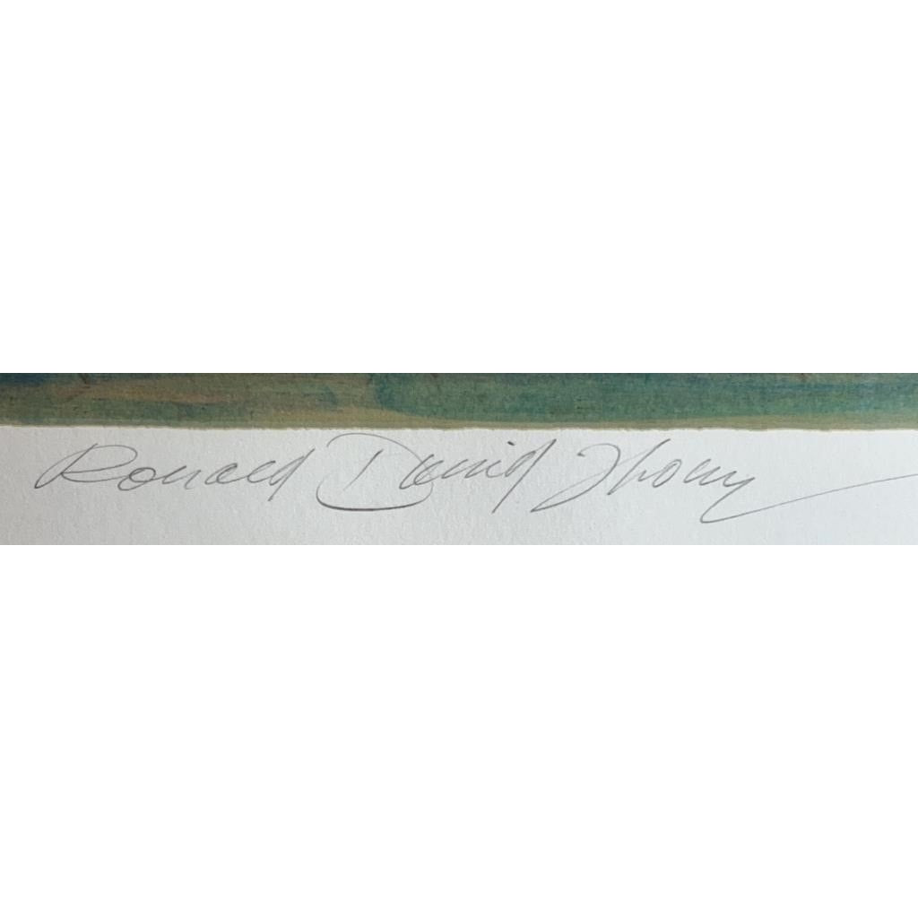 Ronald David Thompson Watercolor Still Life Flowers & Oranges Ornate Gold Frame