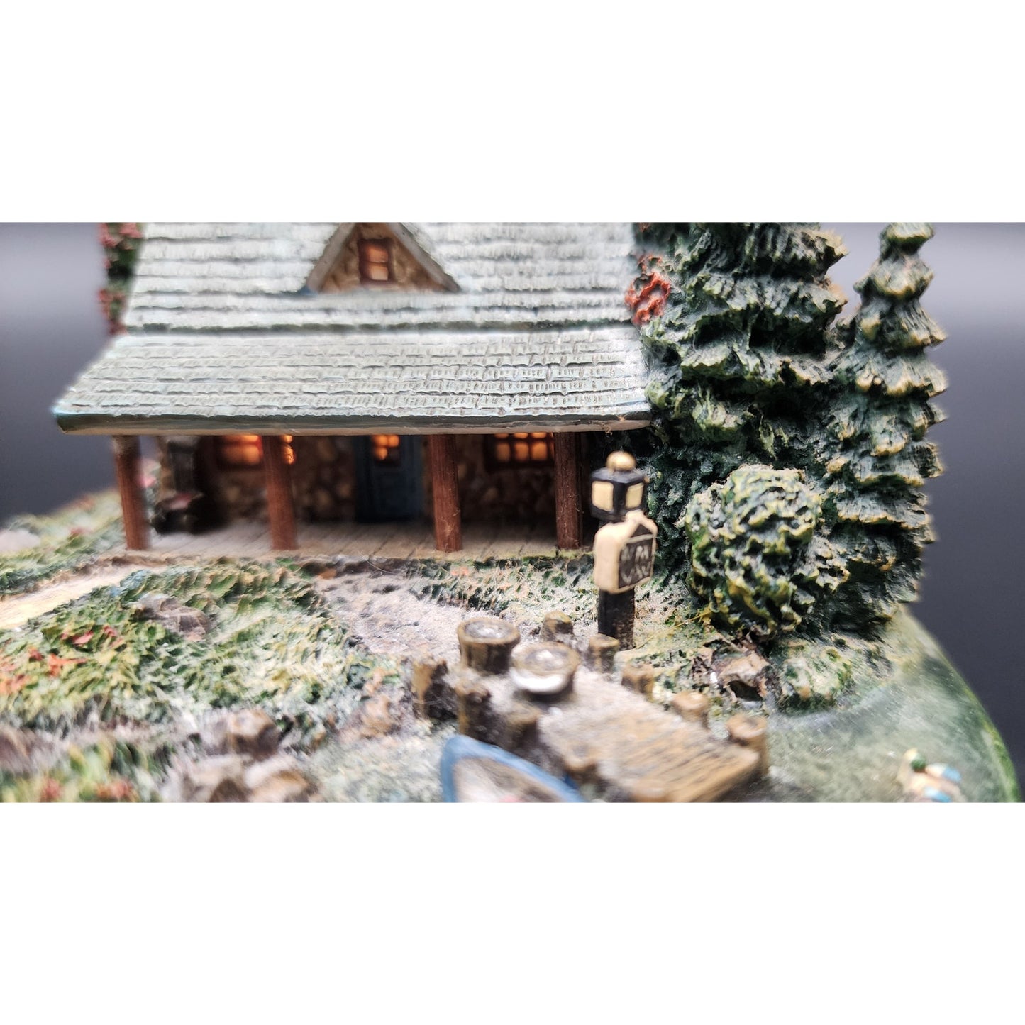 Thomas Kinkade Hawthorne Village Cabin Sculpture Set of 5 Lighted VTG (CoA on 2)