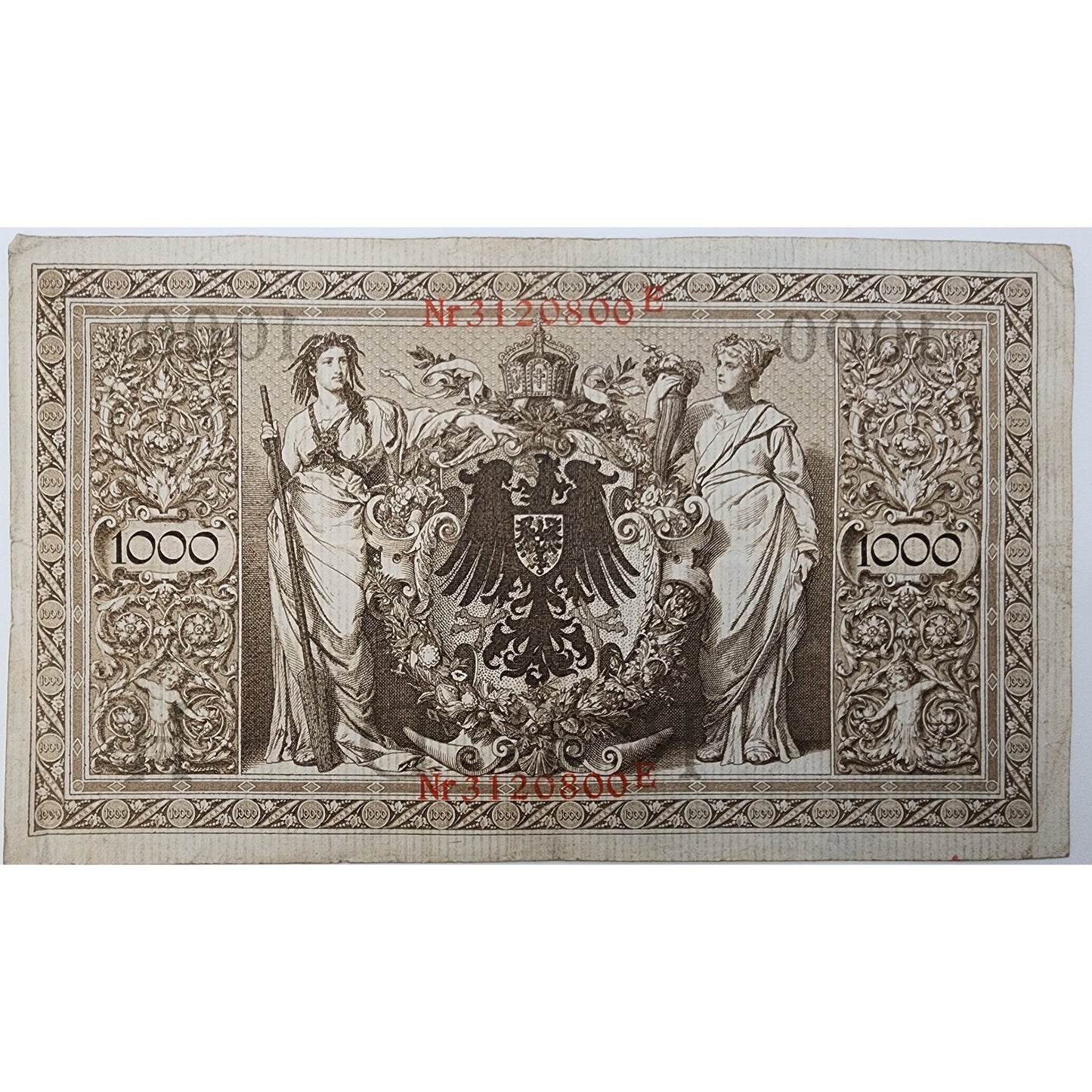 Historic Currency Set 1910 German 1000 Red Seal Mark wth Display- Rare Pair