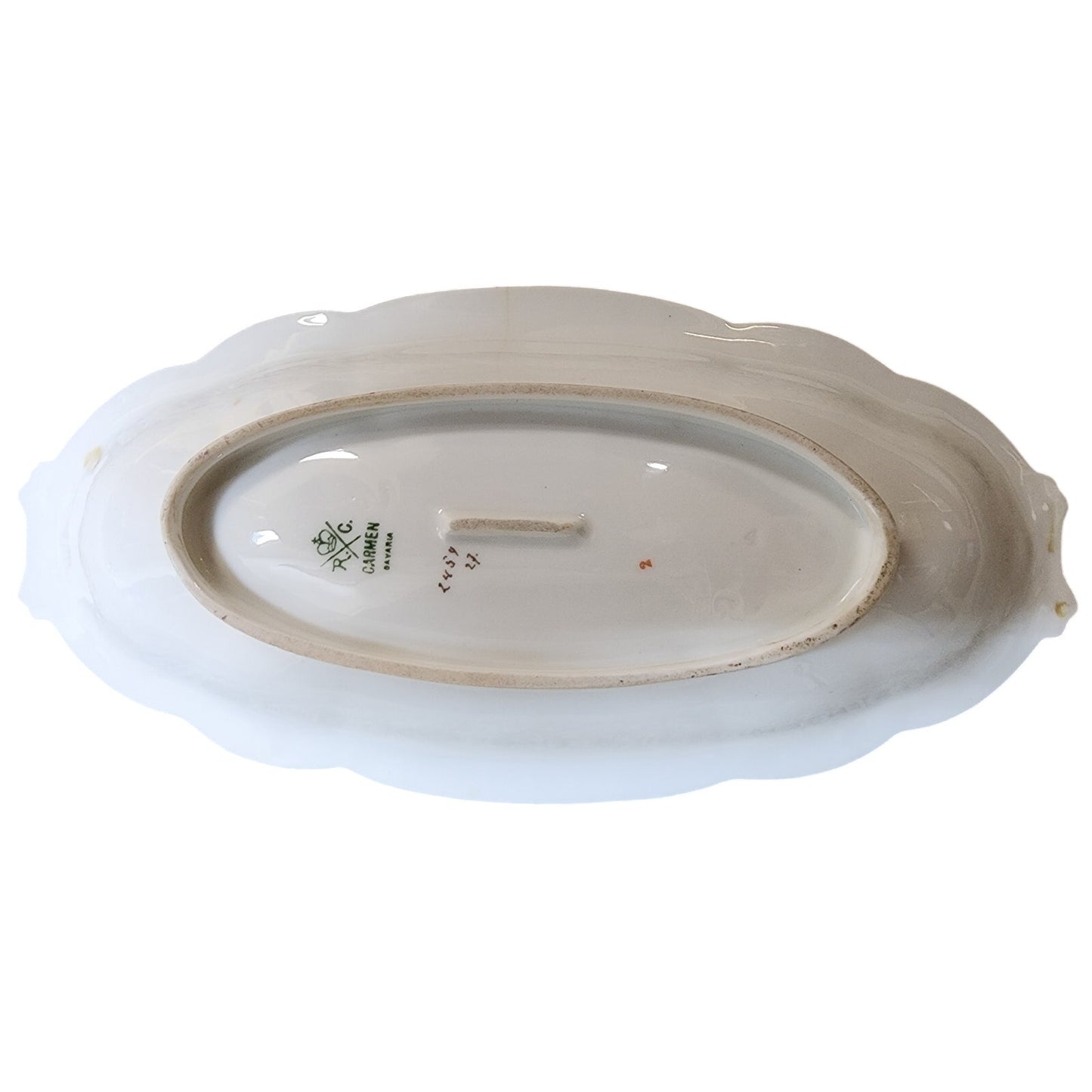 VTG R.C. Carmen Bavaria Oval Nut Tray  Lady Scene  Gold Rim Scalloped 9"