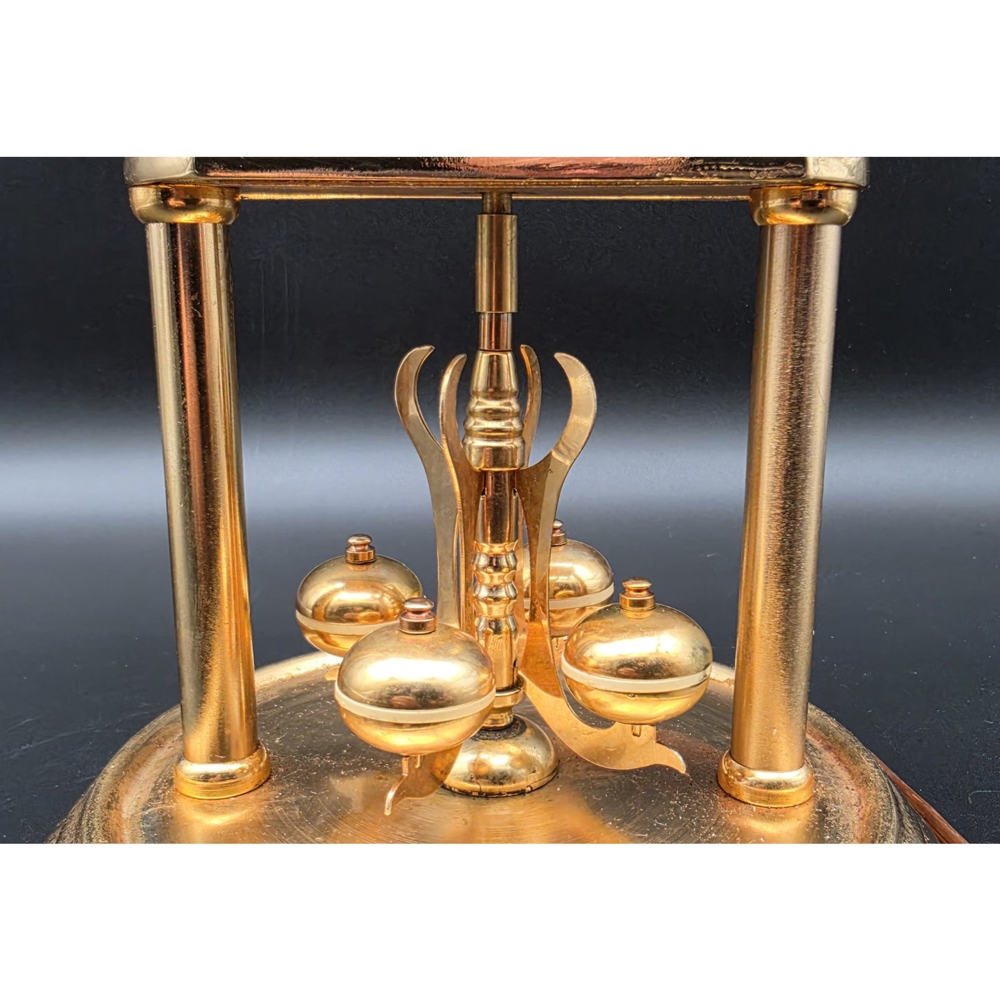 Vintage United Model 975 Brass Anniversary Clock w/ Glass Dome Works Beautifully Rare