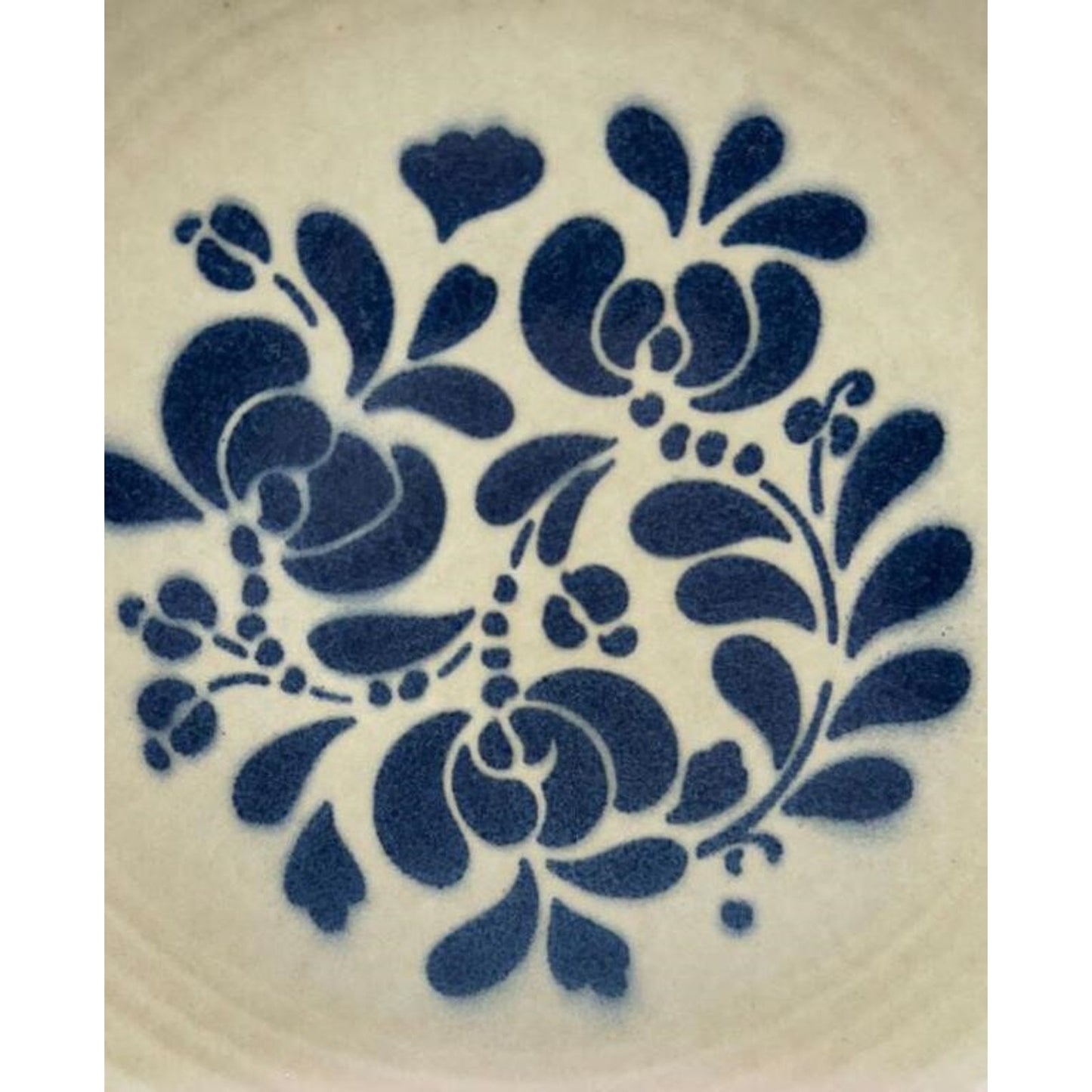 VTG Pfaltzgraff Folk Art 5‑Pc Place Setting Blue Floral (1977)Tan USA Stoneware