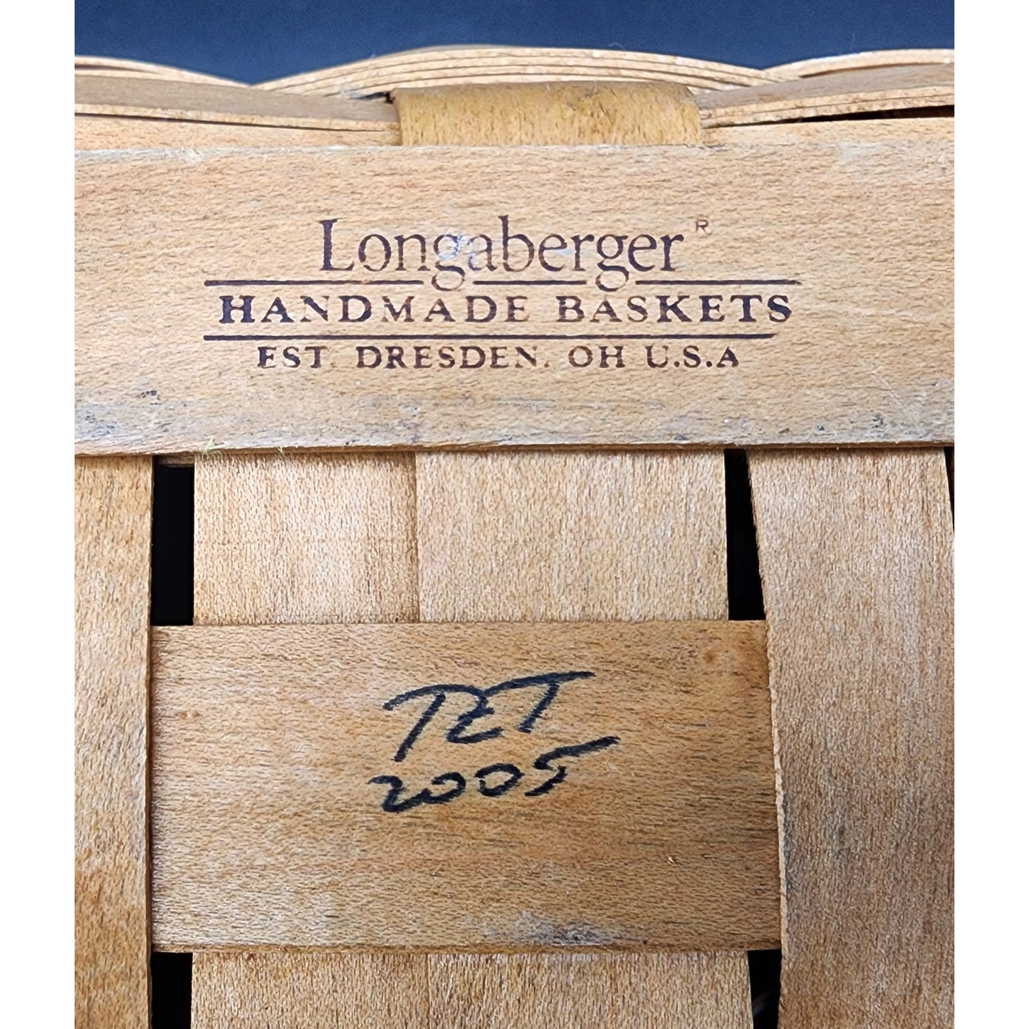 2005 Longaberger Leather Handles Basket Signed TET w/ Liner 11.5" x 9.25"
