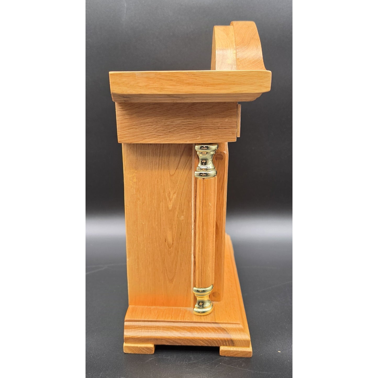 Vintage Tempus Fugit Quartz Mantle Clock Solid Wood & Brass 13" Works Perfectly
