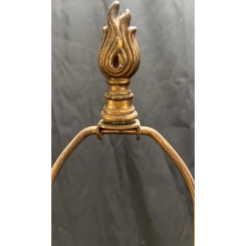 Vintage 41" Claw Foot Lamp White Prismatic Glass Gold Leaves Shade Included