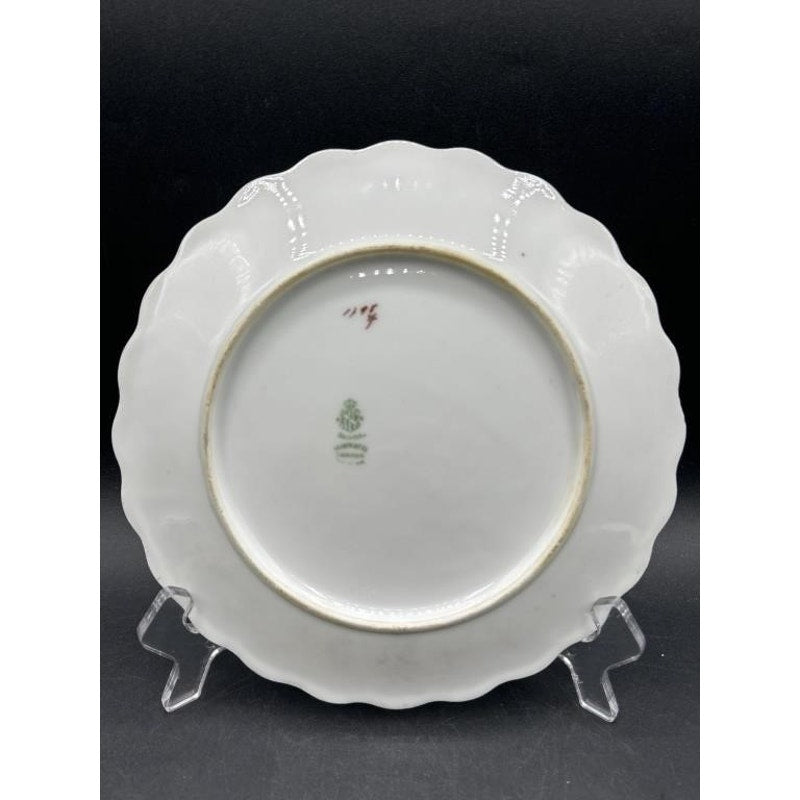 VTG Tirschenreuth Bavaria Hand Painted Porcelain Plate Apples & Blossoms, Scalloped Edge
