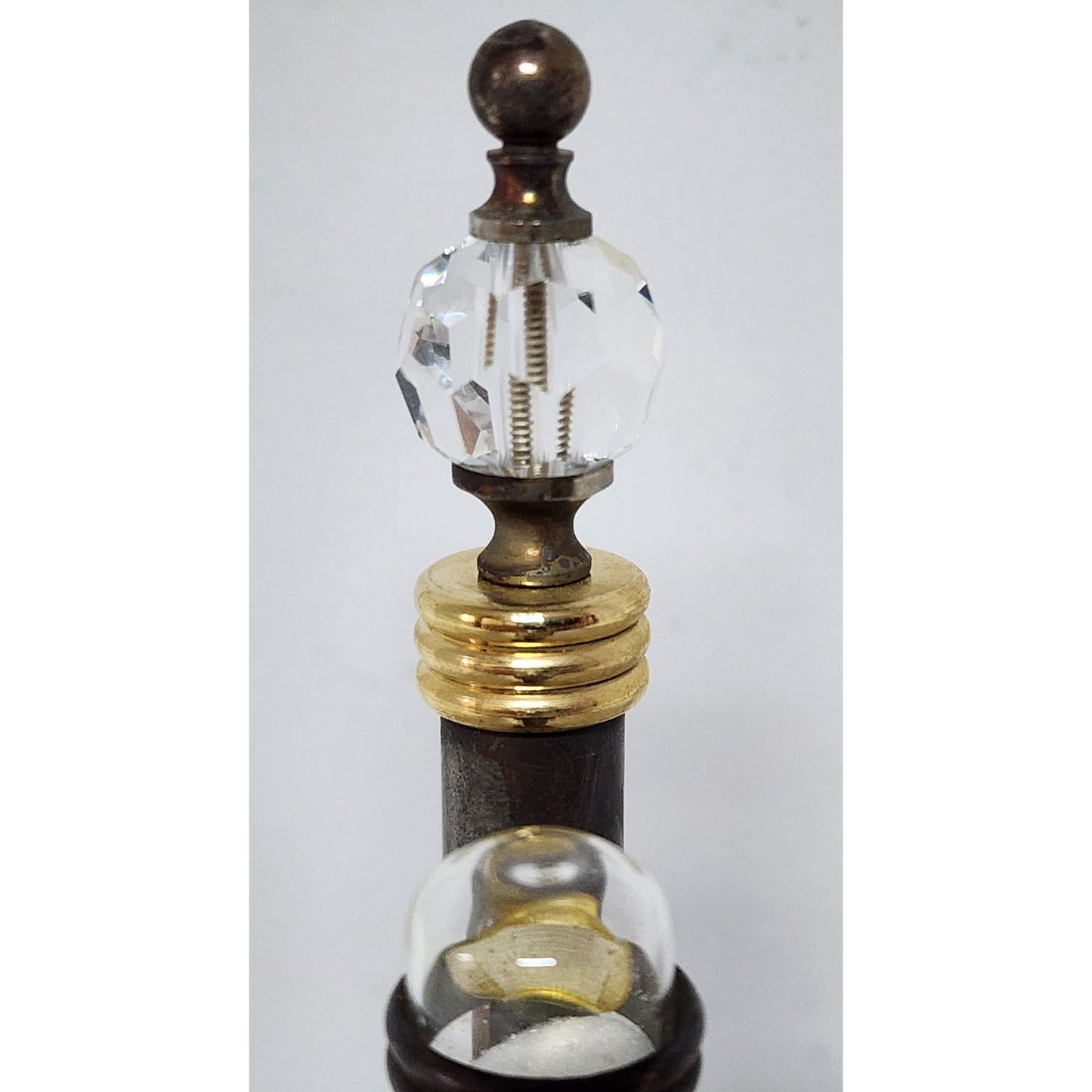 Vintage Brass Hourglass Timer on Stand – 3‑Min Promo Piece, Crystal Finial