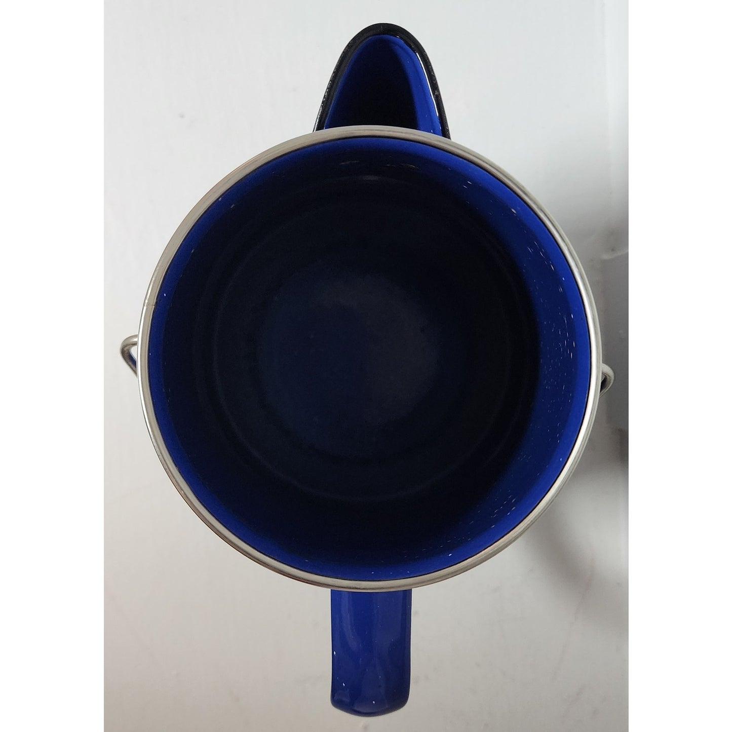 Vintage - Beautiful Blue Speckled Enamelware Water Kettle Pot w/ Handle & Lid