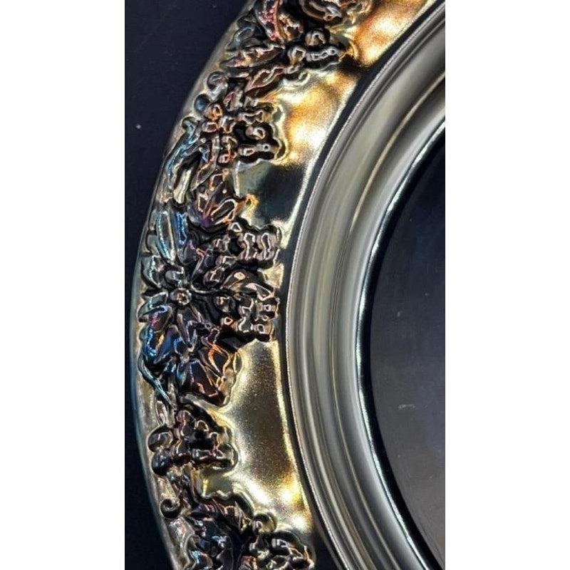 1980s Godinger Silver Plated Grape Oval Relish Tray w/ Glass Insert 16x12 VTG
