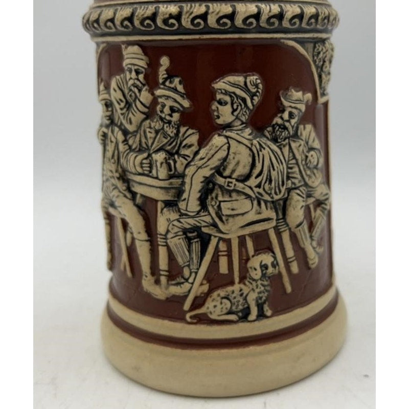 VTG German Beer Stein 0.5L Pewter Lid Relief Scene Marked 1005 Bavaria Style