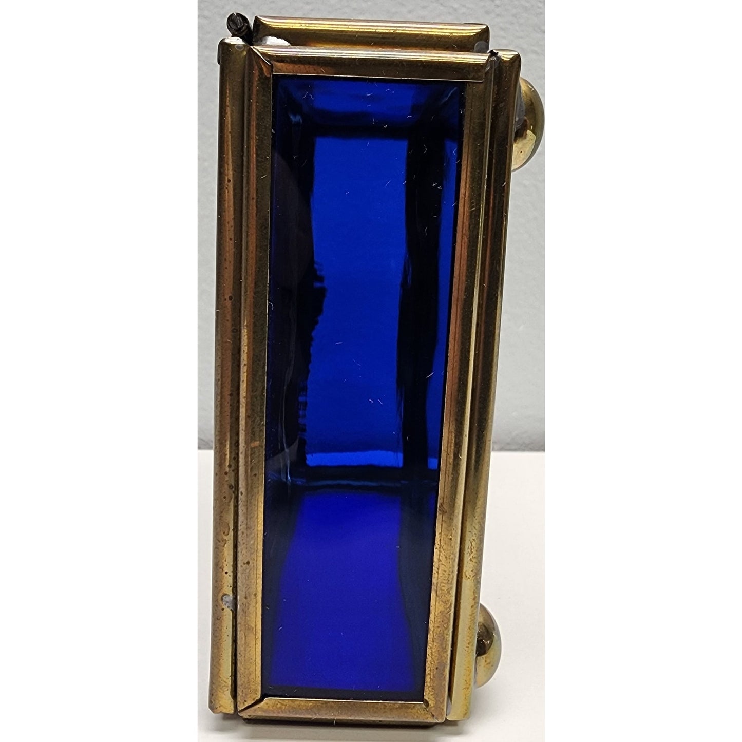 Vintage Lion & Lamb Jewelry Box – Cobalt Glass, Mirror, Via Vermont Mexico 1995