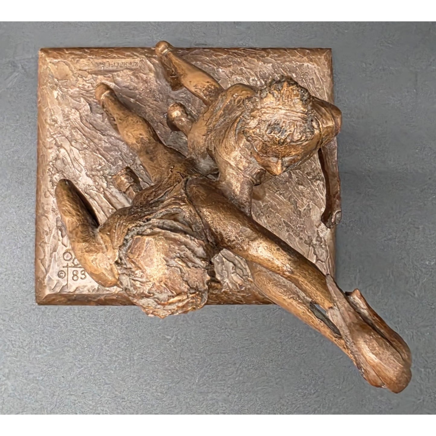 Vintage Bronze Olympic Runners Torch Sculpture 9.75" Signed Marcel Jovine