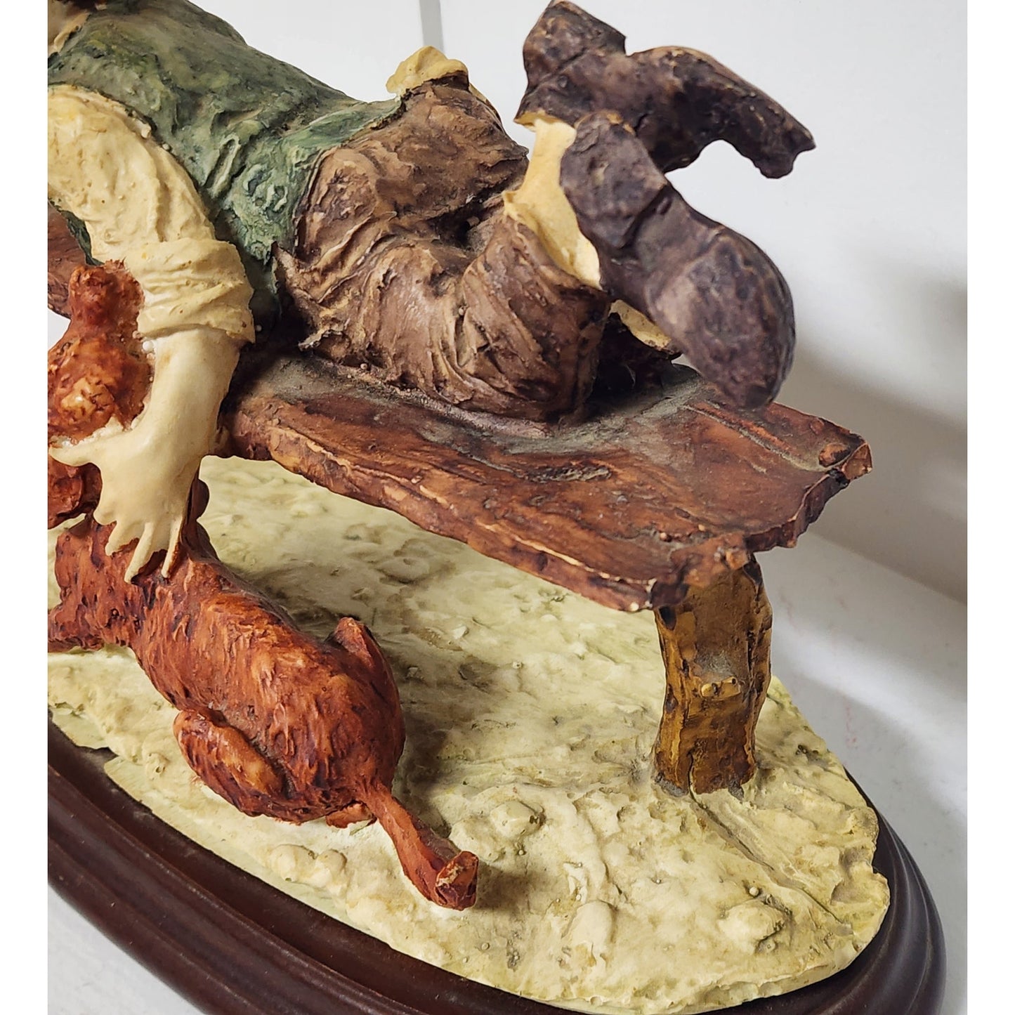 Giuseppe Armani Boy & Dog Figurine on Wood Base 9.5" Vintage Italy
