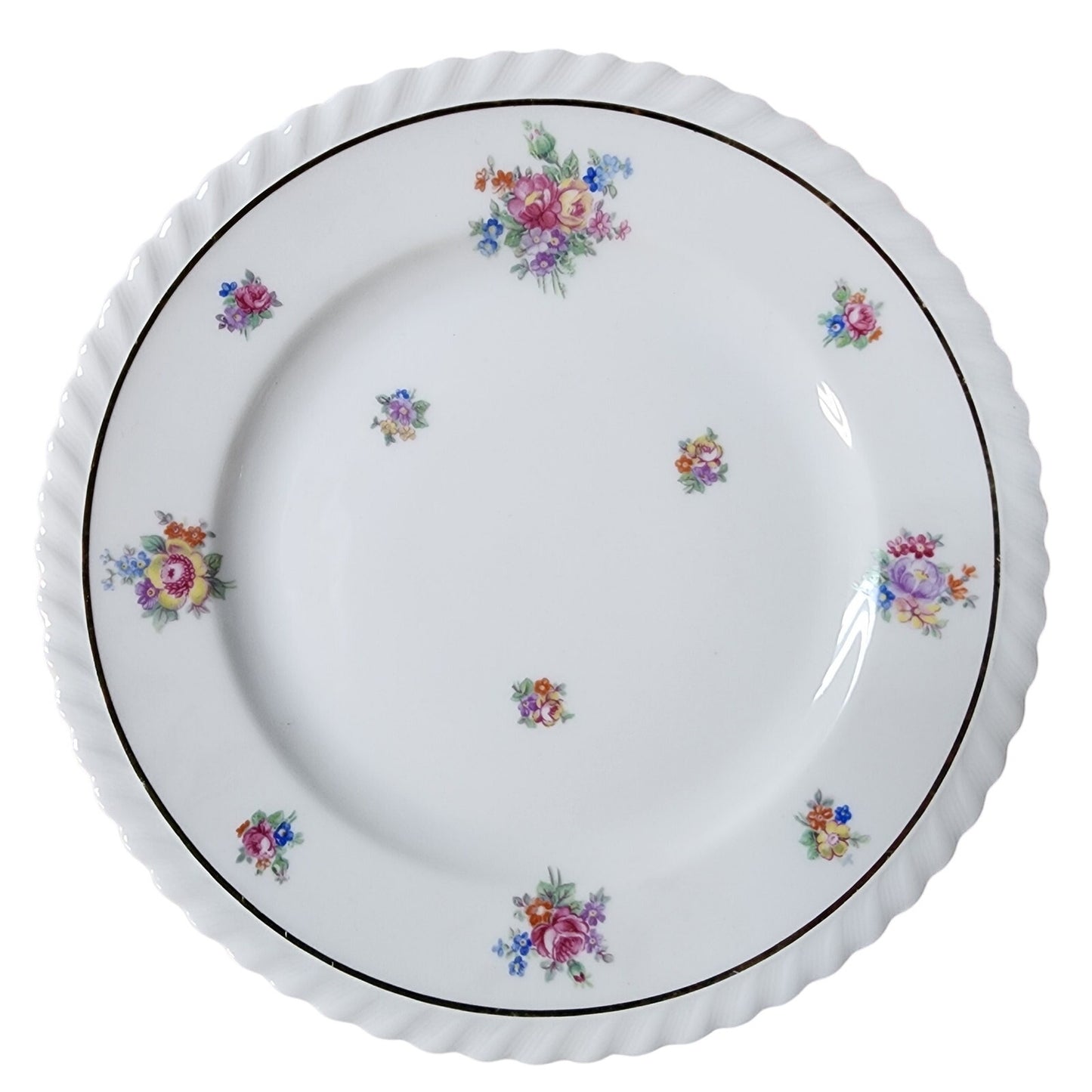 Vtg Franconia Krautheim Selb Bavaria Gretchen 24pc Floral Set Gold Scalloped