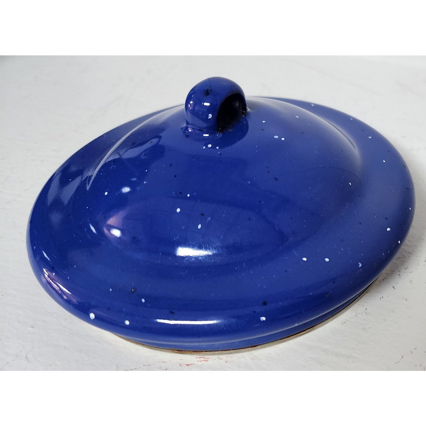 Vintage - Beautiful Blue Speckled Enamelware Water Kettle Pot w/ Handle & Lid
