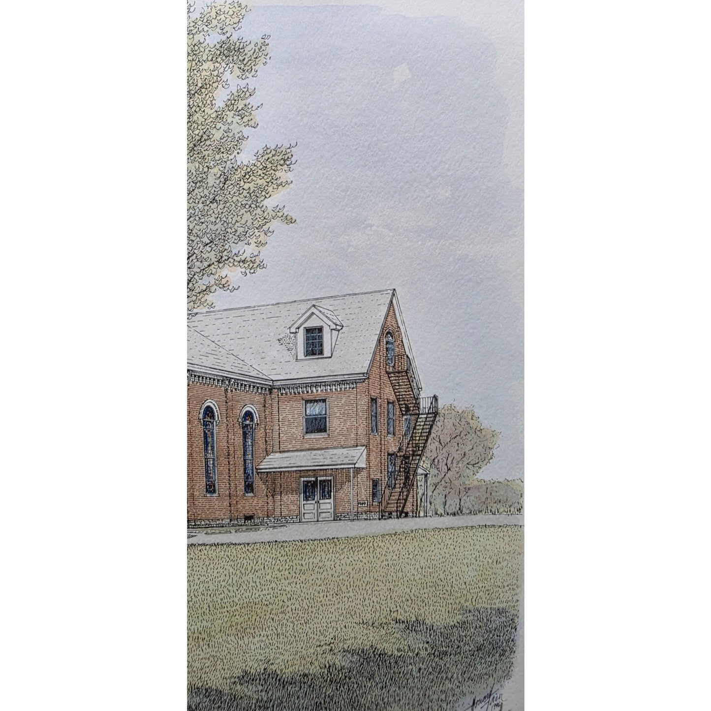 Howard Fain Signed Mt Pleasant Baptist Church 1801 Beautifully Framed Lithograph