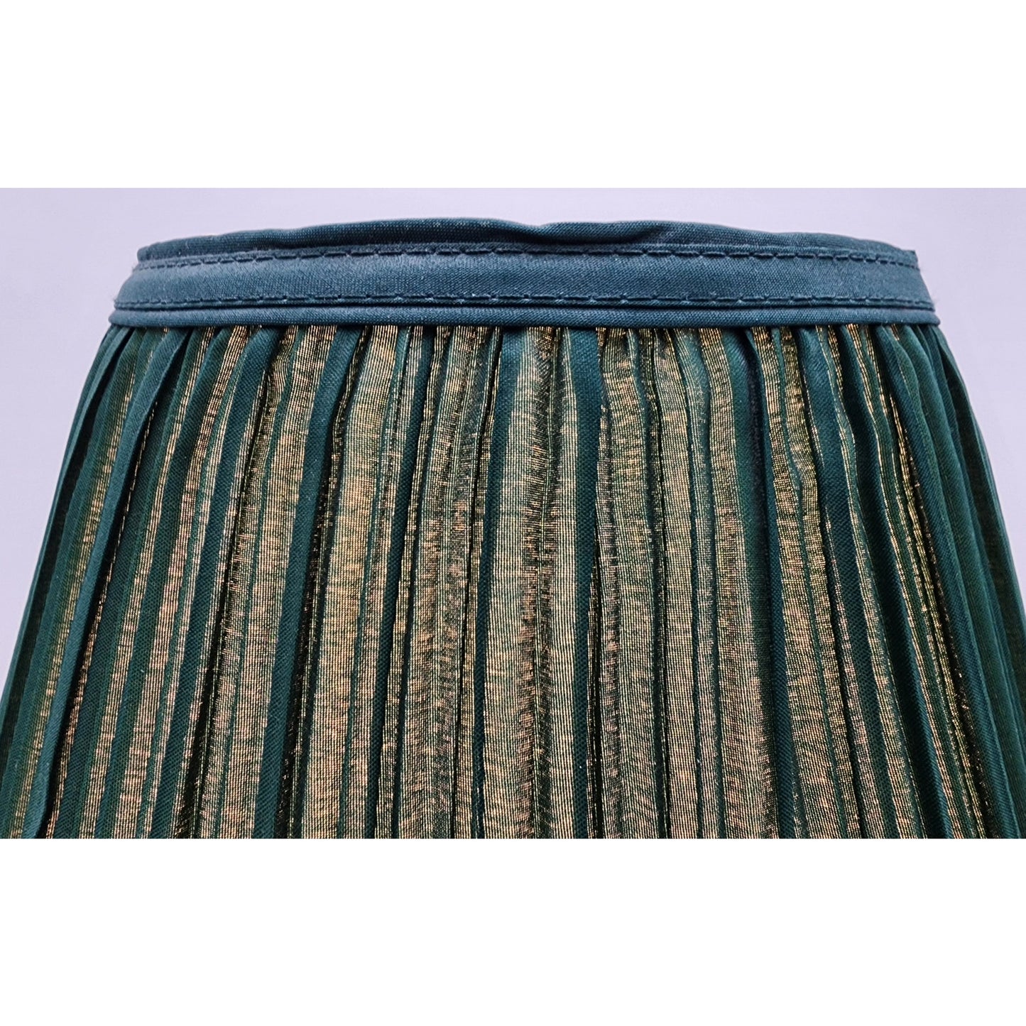 Modern Vintage Forest Green Ceramic & Gold Table Lamp 21" Tall w/ Pleated Shade