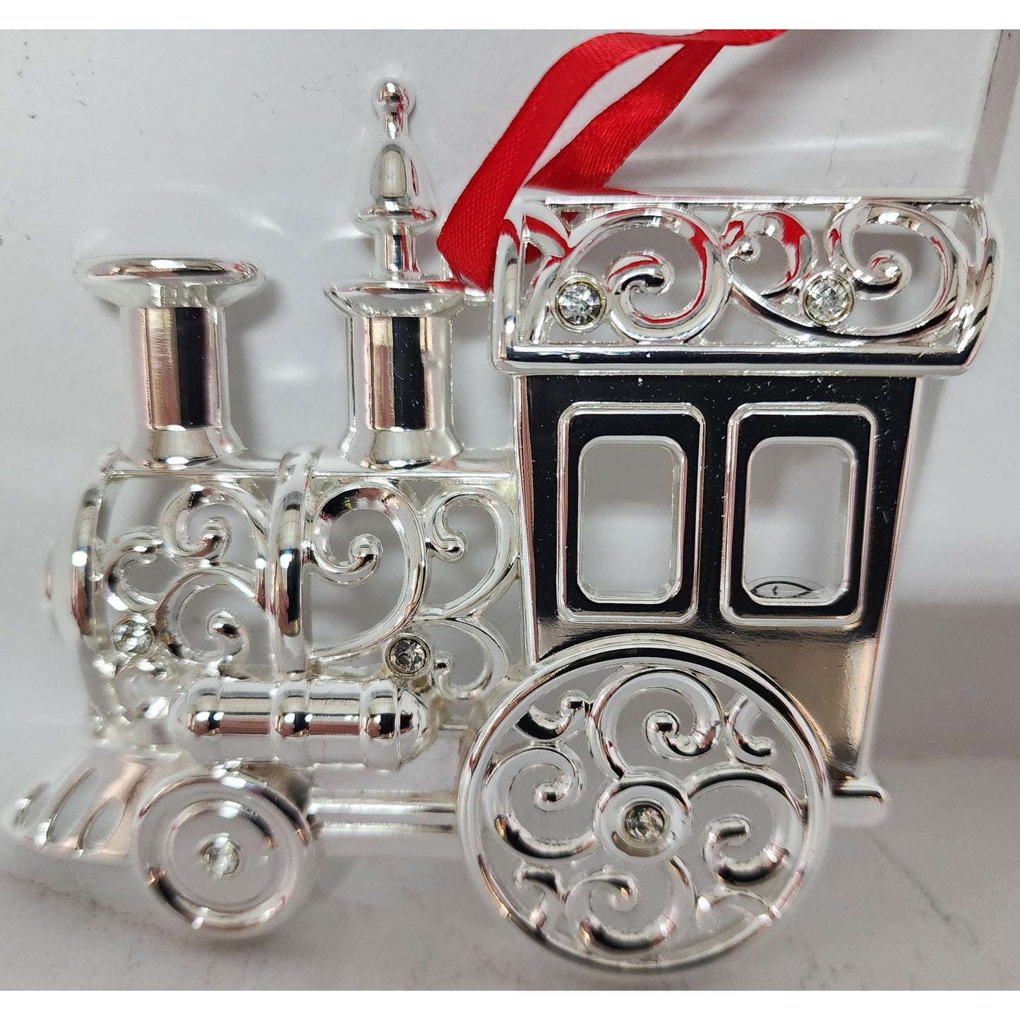 Lenox Silverplate Crystal Tree & Train Ornaments w/ Boxes – Vintage Holiday Set