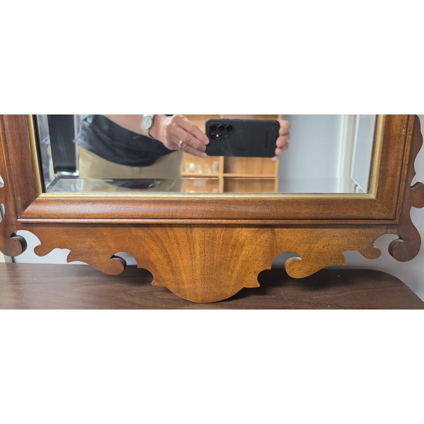 Vintage Councill Craftsmen Ornate Beveled Mirror 42x21 Mahogany Beauty