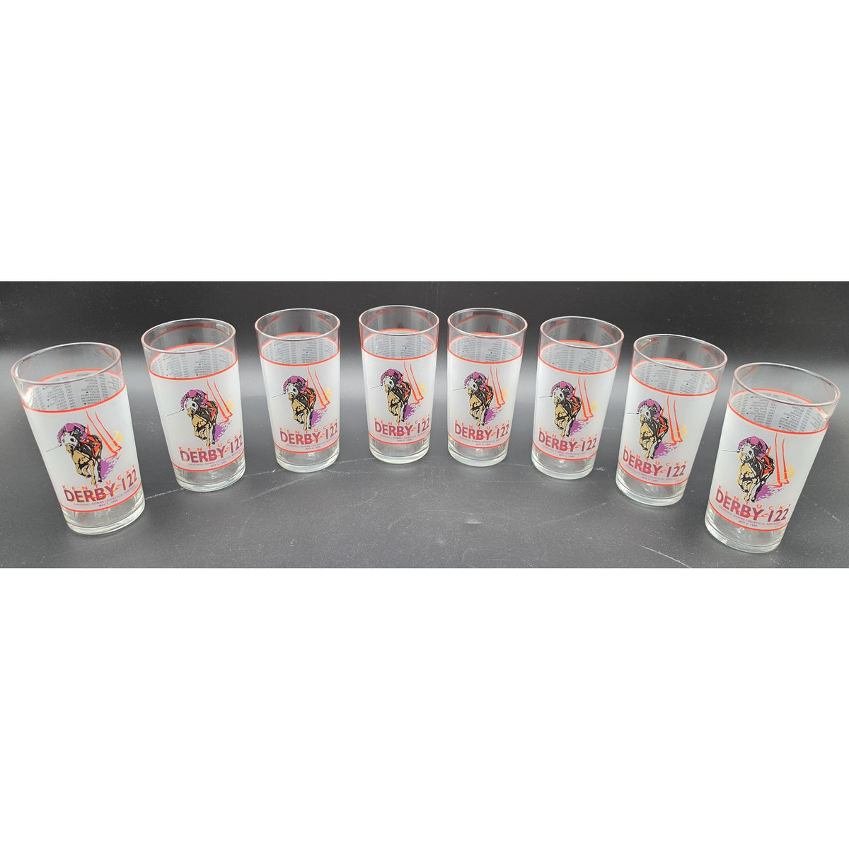 Vintage 1996 Kentucky Derby 122nd Glasses / Tumblers Set of 8 Churchill Downs