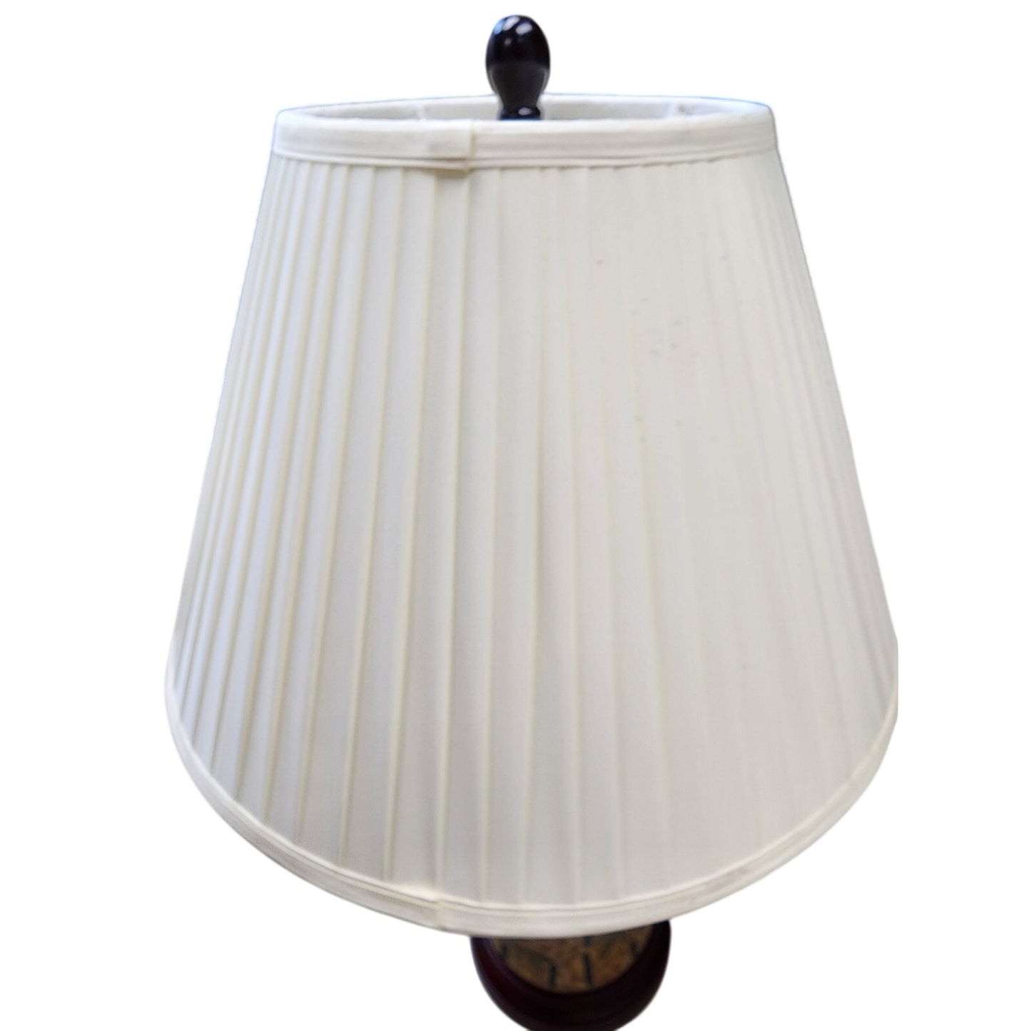 Asian Style Ceramic Table Lamp Bamboo Floral Motif 25”H w/ Shade & Wood Base
