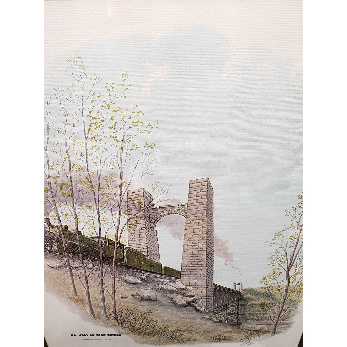Howard Fain Signed No. 4501 on High Bridge Print w/ Rustic Frame Kentucky